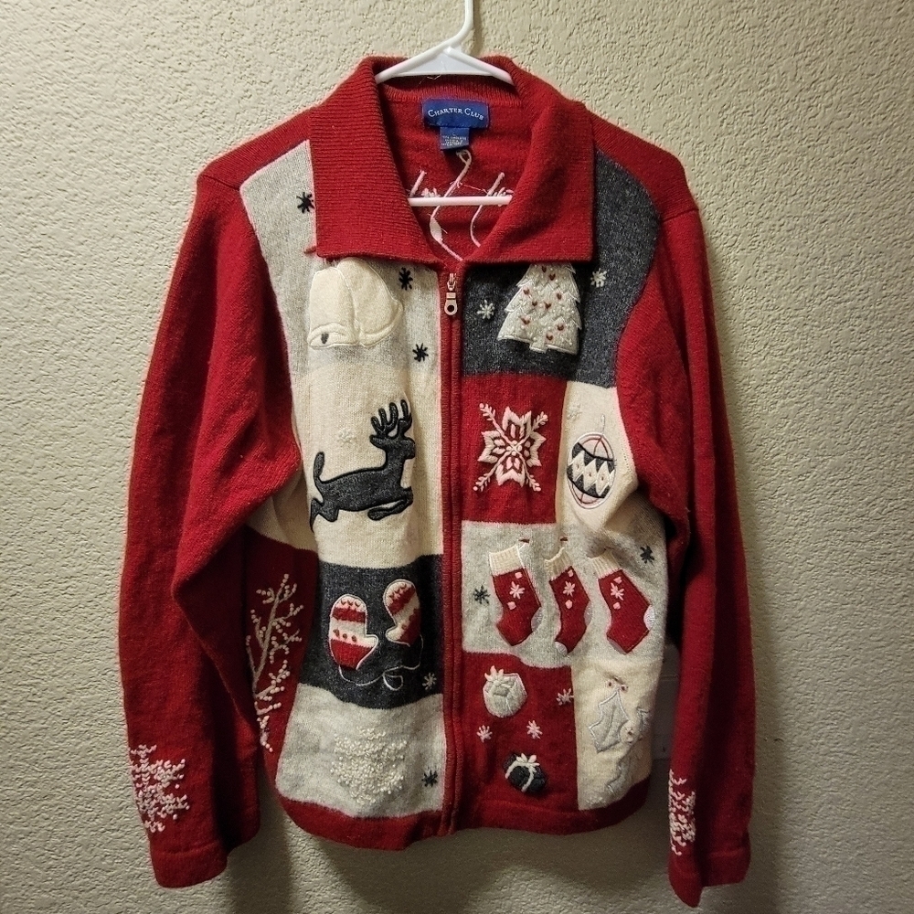 Charter Club Christmas sweater, 100% lambs wool